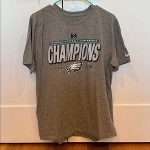 Nike Philadelphia Eagles NFC Champions Grey Casual Men’s T-Shirt Size Large